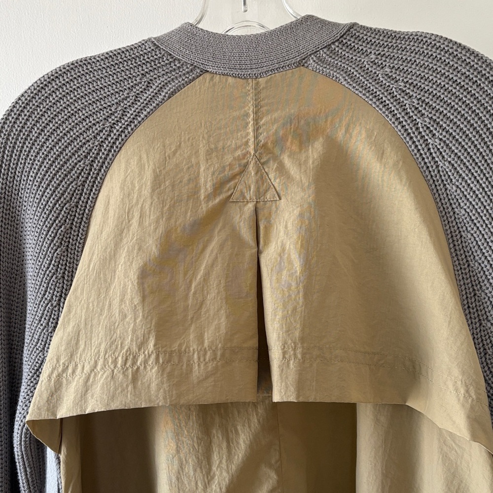 Veronica Beard Pearl Mixed Media Trench Cardigan in Grey Melange S - Picture 10 of 14